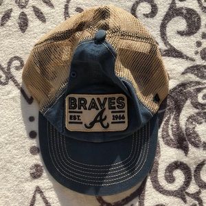 Mesh Tan and Blue Atlanta Braves Baseball Cap